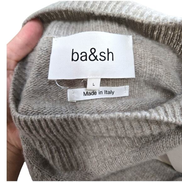 ba&sh Felicity Beige Wool Blend Knit Puff Sleeve Midi Sweater Dress Size Large - Picture 7 of 14